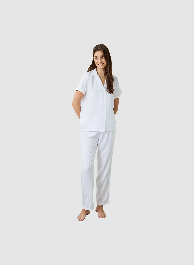 بنتي Aria Satin Shirt Collar Short Sleeve Pajama Set
